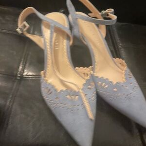 Kelly & Katie Light Blue Heels with Beige Accents